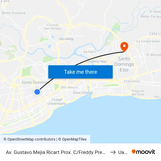 Av. Gustavo Mejia Ricart Prox. C/Freddy Presto to Uasd map