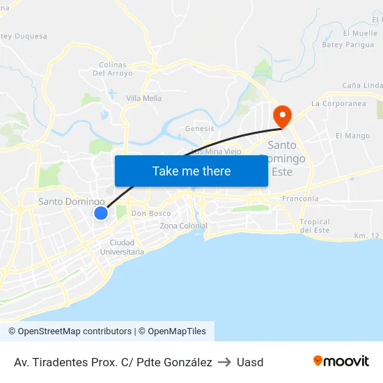 Av. Tiradentes Prox. C/ Pdte González to Uasd map