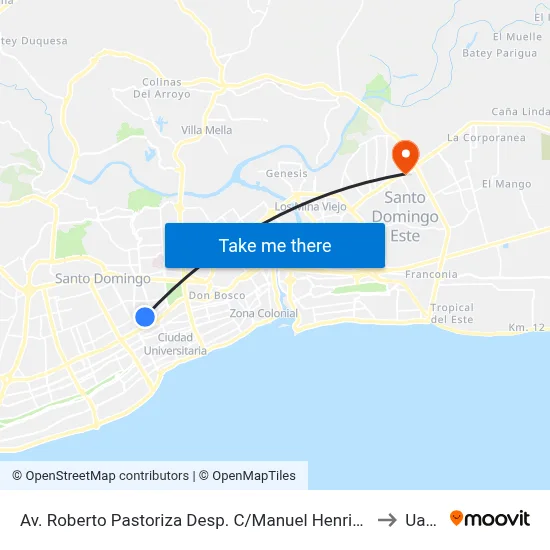 Av. Roberto Pastoriza Desp. C/Manuel Henriquez to Uasd map