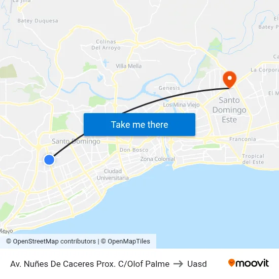 Av. Nuñes De Caceres Prox. C/Olof Palme to Uasd map