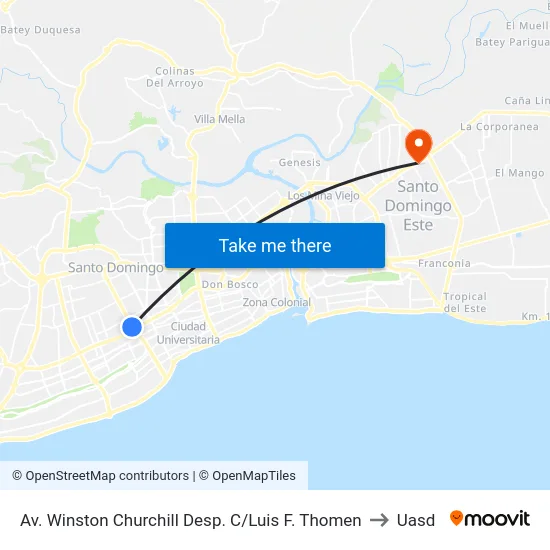 Av. Winston Churchill Desp. C/Luis F. Thomen to Uasd map