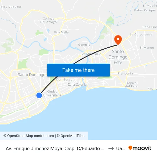 Av. Enrique Jiménez Moya Desp. C/Eduardo Vicioso to Uasd map