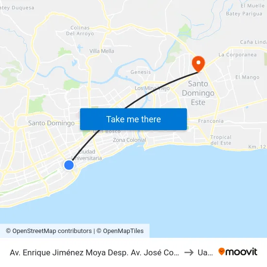 Av. Enrique Jiménez Moya Desp. Av. José Contreras to Uasd map