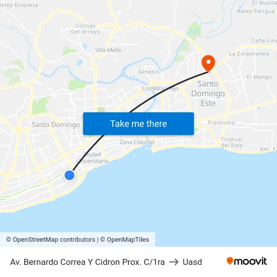 Av. Bernardo Correa Y Cidron Prox. C/1ra to Uasd map