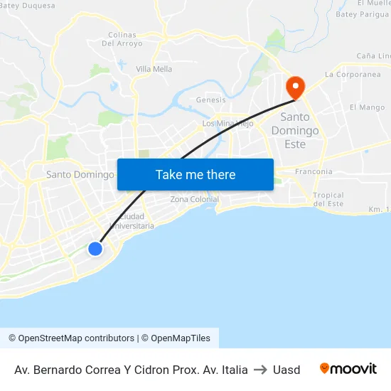Av. Bernardo Correa Y Cidron Prox. Av. Italia to Uasd map