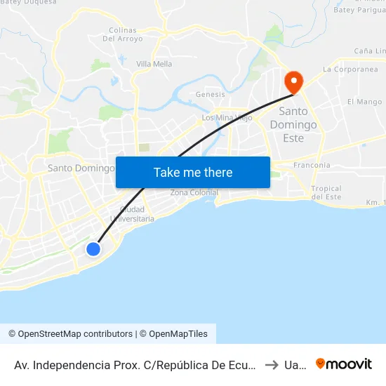 Av. Independencia Prox. C/República De Ecuador to Uasd map