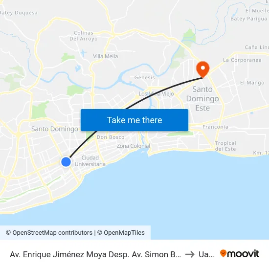 Av. Enrique Jiménez Moya Desp. Av. Simon Bolivar to Uasd map
