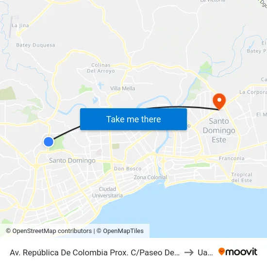 Av. República De Colombia Prox. C/Paseo Del Camu to Uasd map