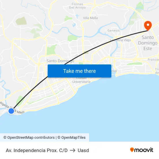 Av. Independencia Prox. C/D to Uasd map