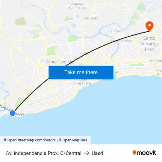 Av. Independencia Prox. C/Central to Uasd map