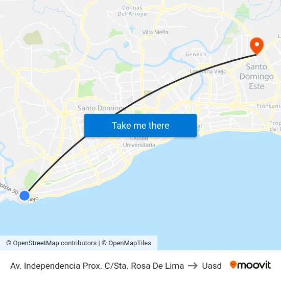 Av. Independencia Prox. C/Sta. Rosa De Lima to Uasd map