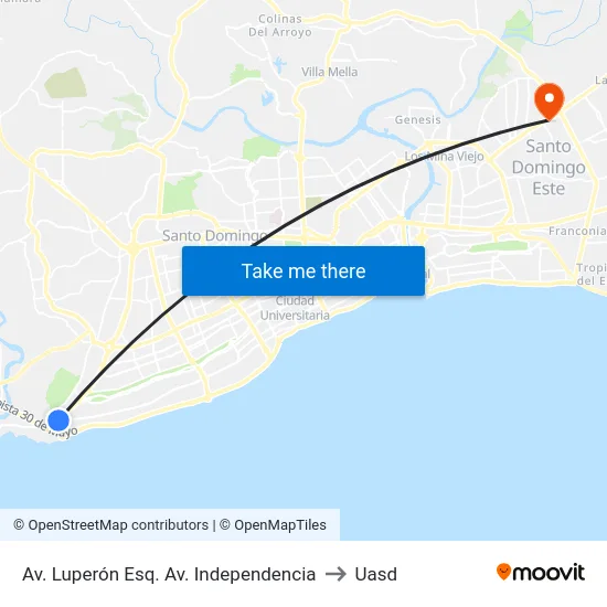 Av. Luperón Esq. Av. Independencia to Uasd map