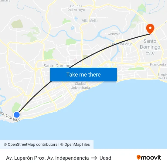Av. Luperón Prox. Av. Independencia to Uasd map