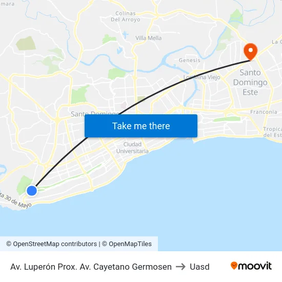 Av. Luperón Prox. Av. Cayetano Germosen to Uasd map