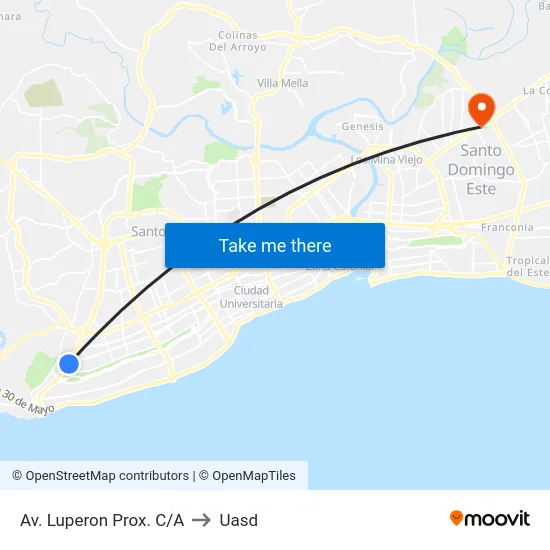 Av. Luperon Prox. C/A to Uasd map