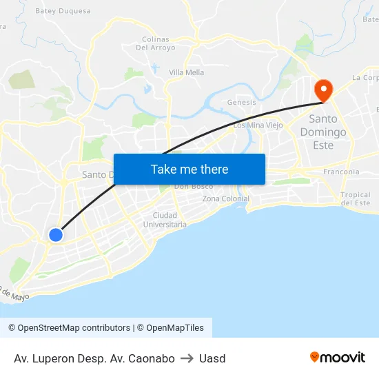 Av. Luperon Desp. Av. Caonabo to Uasd map