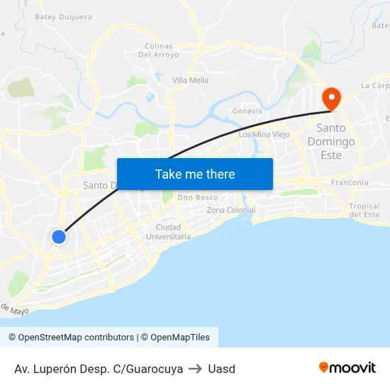 Av. Luperón Desp. C/Guarocuya to Uasd map