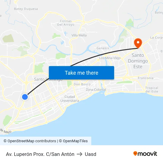 Av. Luperón Prox. C/San Antón to Uasd map
