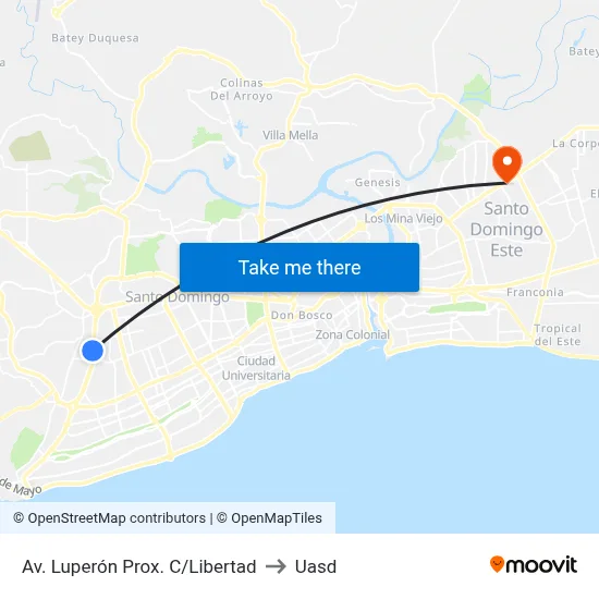 Av. Luperón Prox. C/Libertad to Uasd map