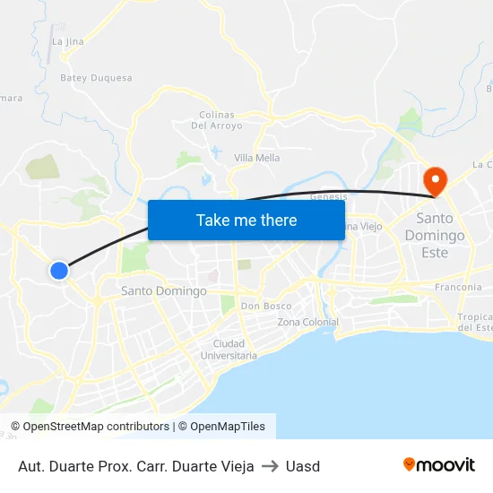 Aut. Duarte Prox. Carr. Duarte Vieja to Uasd map