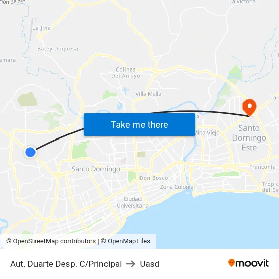Aut. Duarte Desp. C/Principal to Uasd map