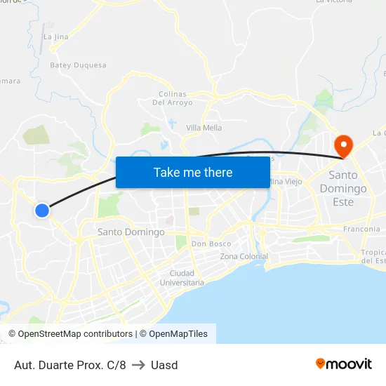 Aut. Duarte Prox. C/8 to Uasd map