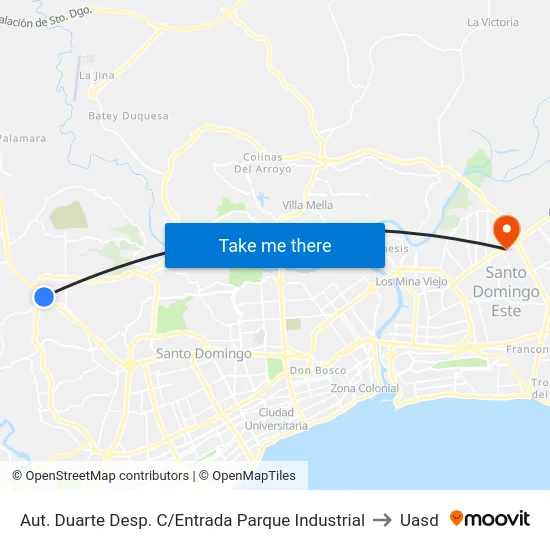 Aut. Duarte Desp. C/Entrada Parque Industrial to Uasd map