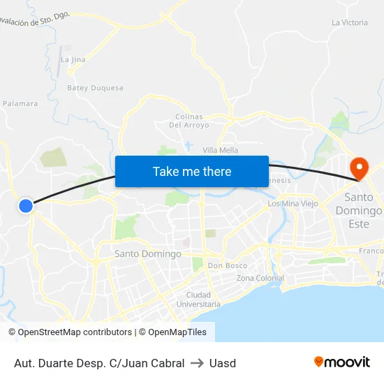 Aut. Duarte Desp. C/Juan Cabral to Uasd map