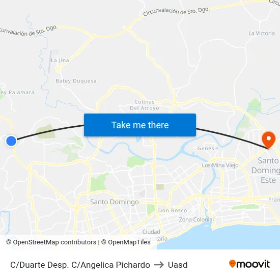 C/Duarte Desp. C/Angelica Pichardo to Uasd map