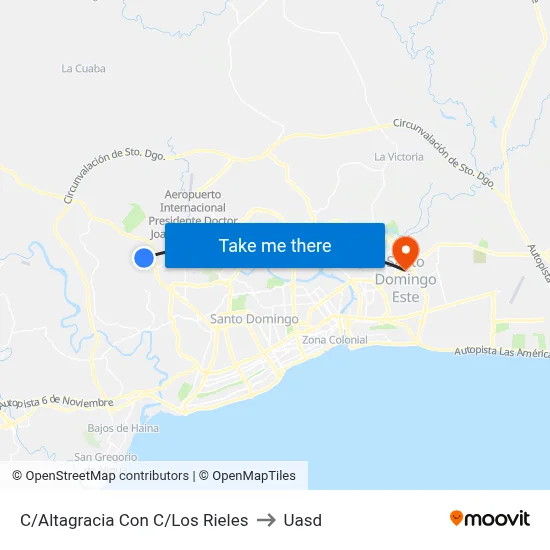 C/Altagracia Con C/Los Rieles to Uasd map