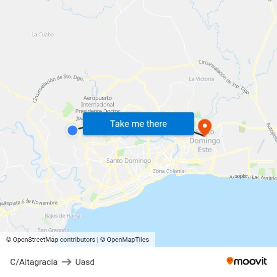 C/Altagracia to Uasd map