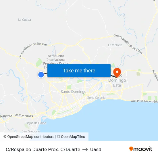 C/Respaldo Duarte Prox. C/Duarte to Uasd map