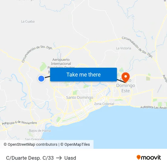 C/Duarte Desp. C/33 to Uasd map