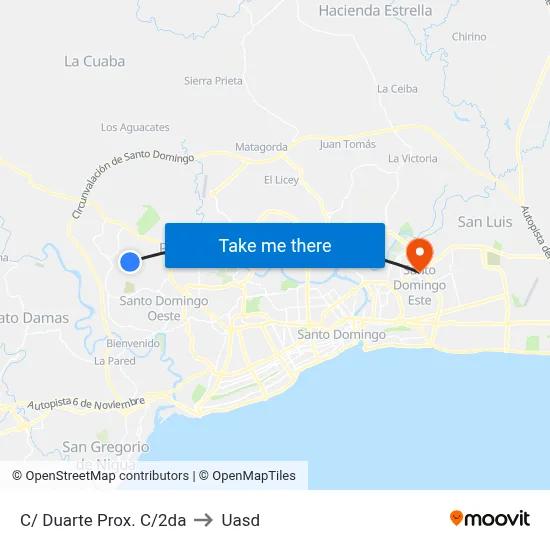 C/ Duarte Prox. C/2da to Uasd map