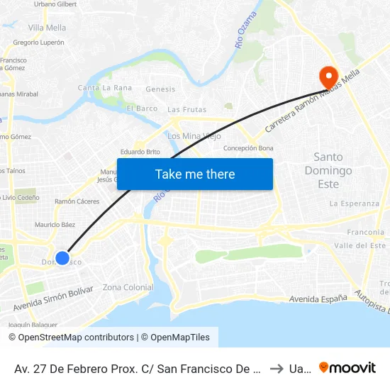 Av. 27 De Febrero Prox. C/ San Francisco De Macorís to Uasd map