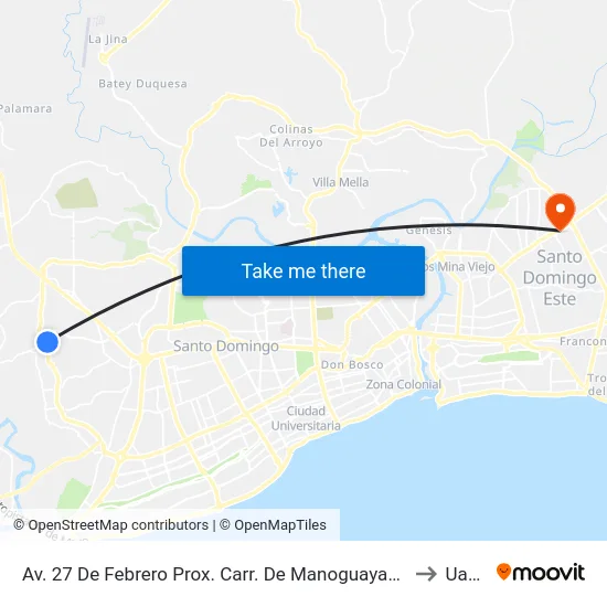 Av. 27 De Febrero Prox. Carr. De Manoguayabo to Uasd map