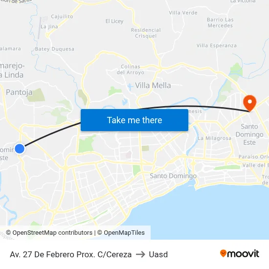 Av. 27 De Febrero Prox. C/Cereza to Uasd map