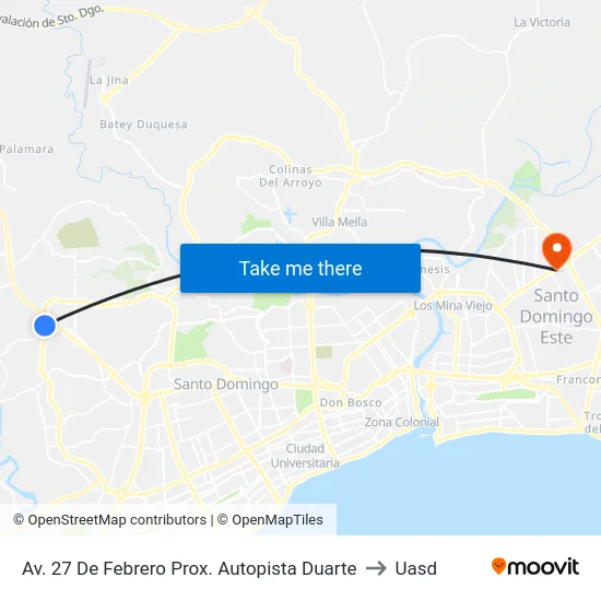 Av. 27 De Febrero Prox. Autopista Duarte to Uasd map