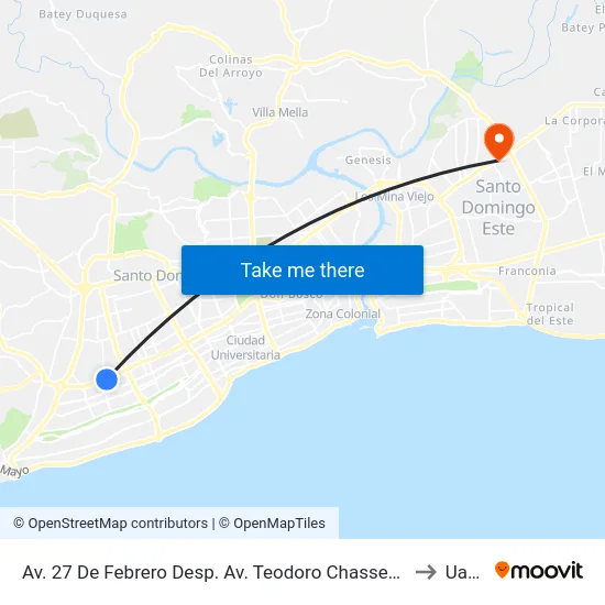 Av. 27 De Febrero Desp. Av. Teodoro Chasseriau to Uasd map