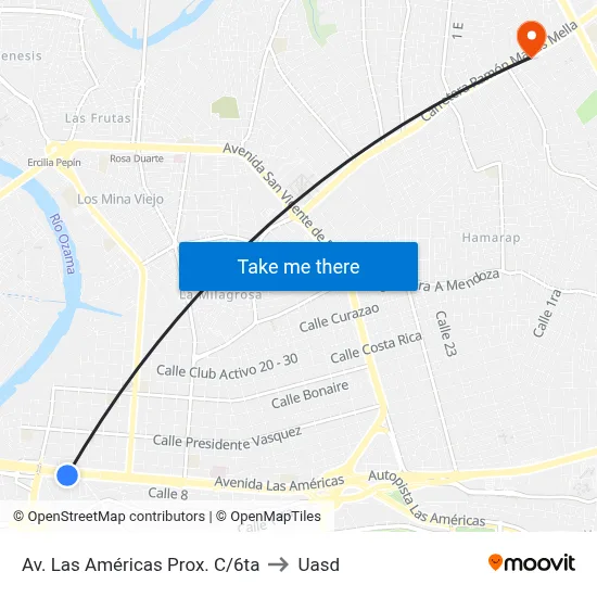 Av. Las Américas Prox. C/6ta to Uasd map