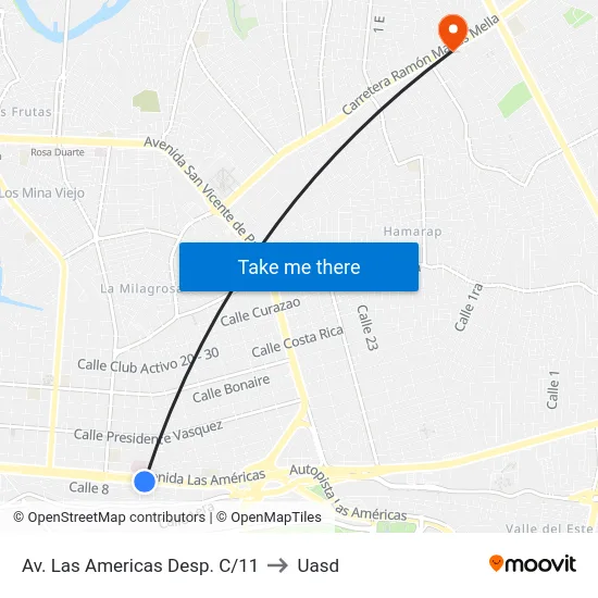 Av. Las Americas Desp. C/11 to Uasd map