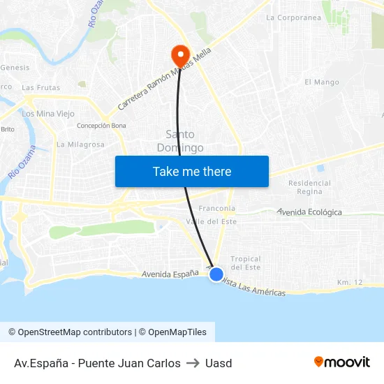 Av.España - Puente Juan Carlos to Uasd map