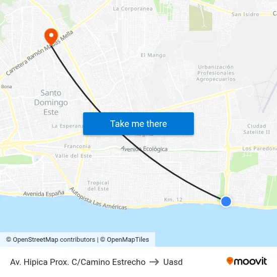 Av. Hipica Prox. C/Camino Estrecho to Uasd map