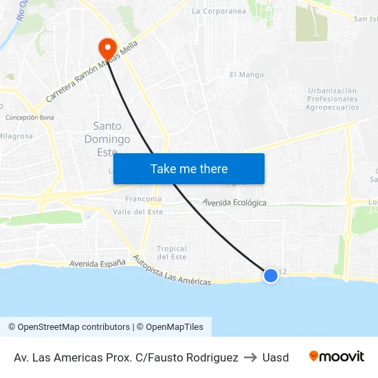 Av. Las Americas Prox. C/Fausto Rodriguez to Uasd map