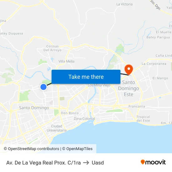 Av. De La Vega Real Prox. C/1ra to Uasd map