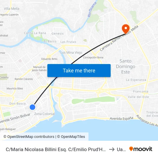 C/Maria Nicolasa Billini Esq. C/Emilio Prud'Homme to Uasd map