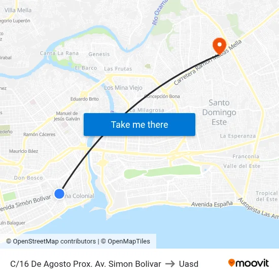 C/16 De Agosto Prox. Av. Simon Bolivar to Uasd map
