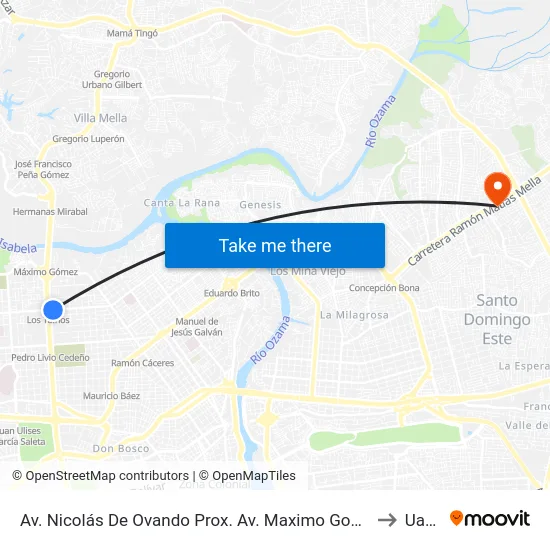 Av. Nicolás De Ovando Prox. Av. Maximo Gomez to Uasd map