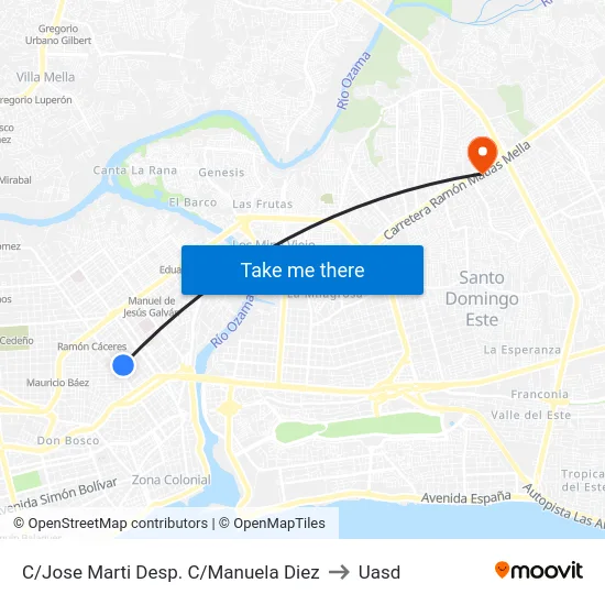 C/Jose Marti Desp. C/Manuela Diez to Uasd map