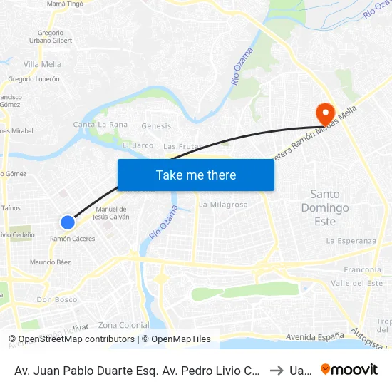 Av. Juan Pablo Duarte Esq. Av. Pedro Livio Cedeño to Uasd map